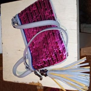 Juicy Couture Pink Sequin/Gray Details Tassel Bag